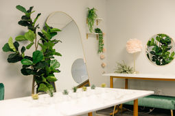 Bride and bridesmaids getting ready at LUMA Suite by Goode Beauty in Dublin Ohio.