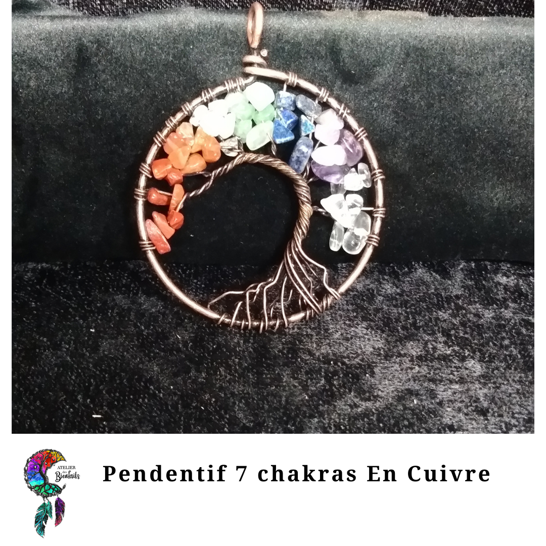 Pendentif 7 Chakras En Cuivre