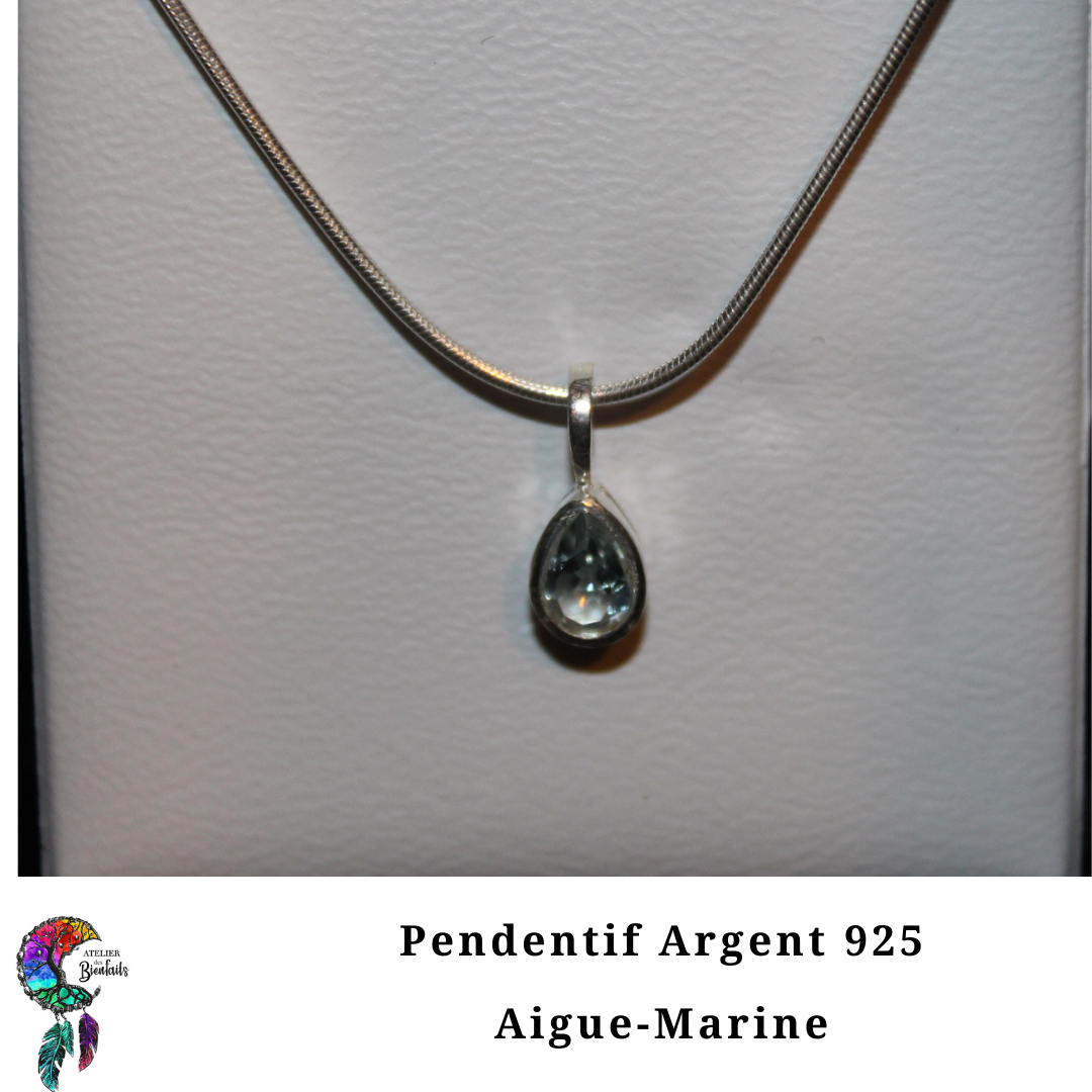 Pendentif Aigue-Marine Argent