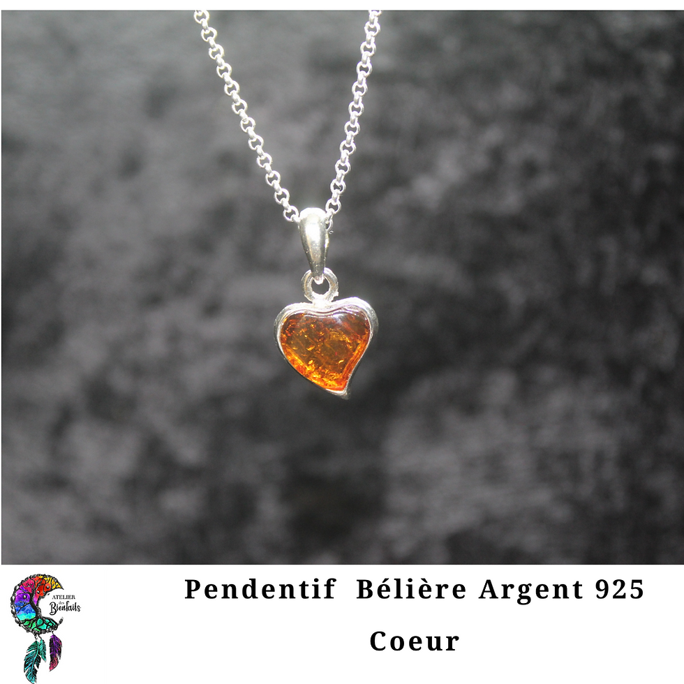 Miniature : Pendentif Ambre Coeur