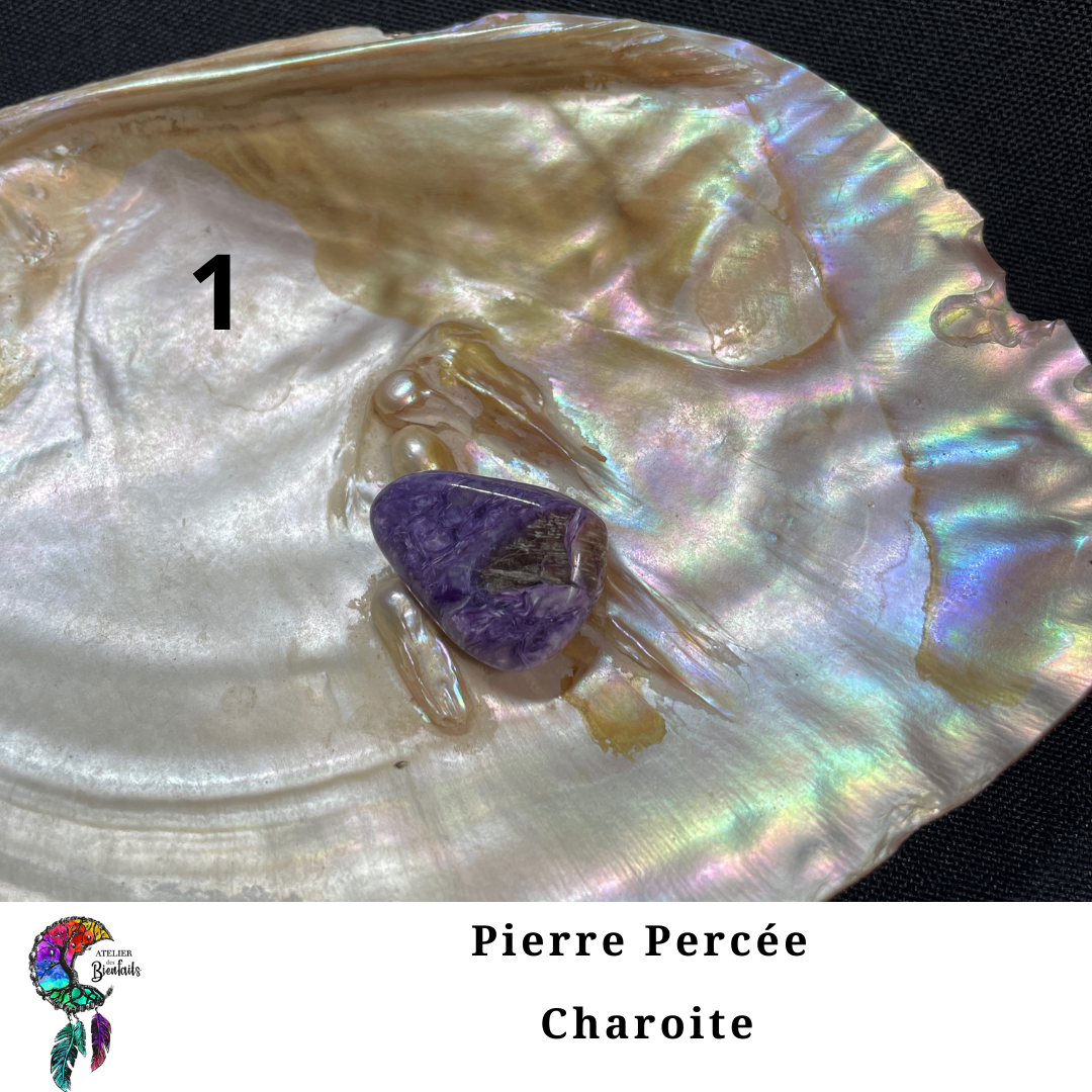 Pendentif Charoite Pierre Percée