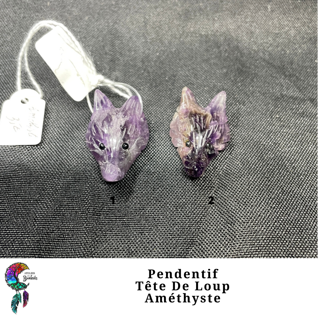 Pendentif Tête de loup Petite en Améthyste