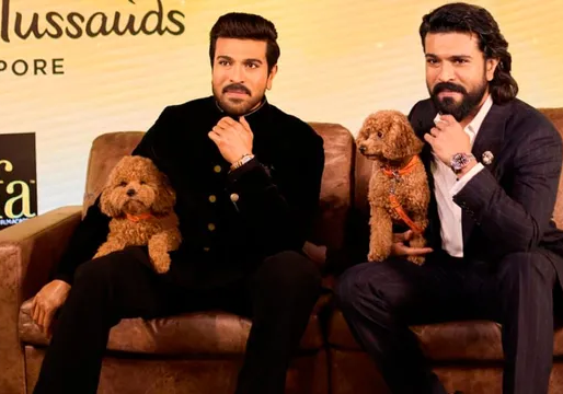 Ram Charan's wax statue with pet dog Rhyme unveiled in London.