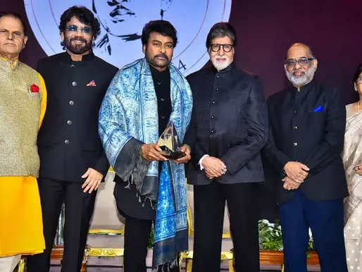 Amitabh Bachchan honours Chiranjeevi with ANR Award
