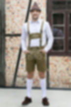 Miniatura: Traje Alemão Masculino Curto (Jardineira) - Verde Oliva