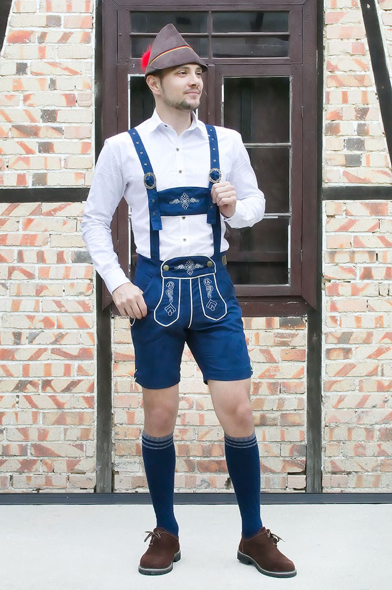 Miniatura: Traje Alemão Masculino Curto (Jardineira) - Azul Marinho