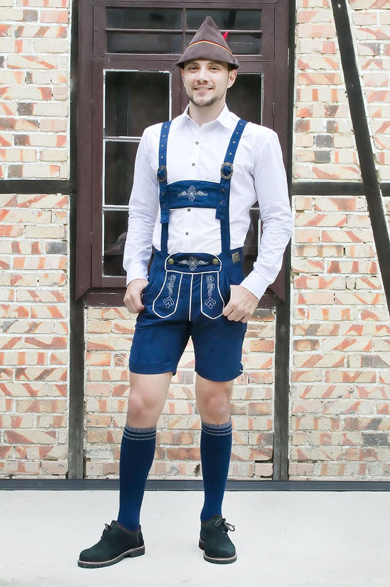 Miniatura: Traje Alemão Masculino Curto (Jardineira) - Azul Marinho