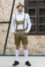 Miniatura: Traje Alemão Masculino Curto (Jardineira) - Verde Oliva