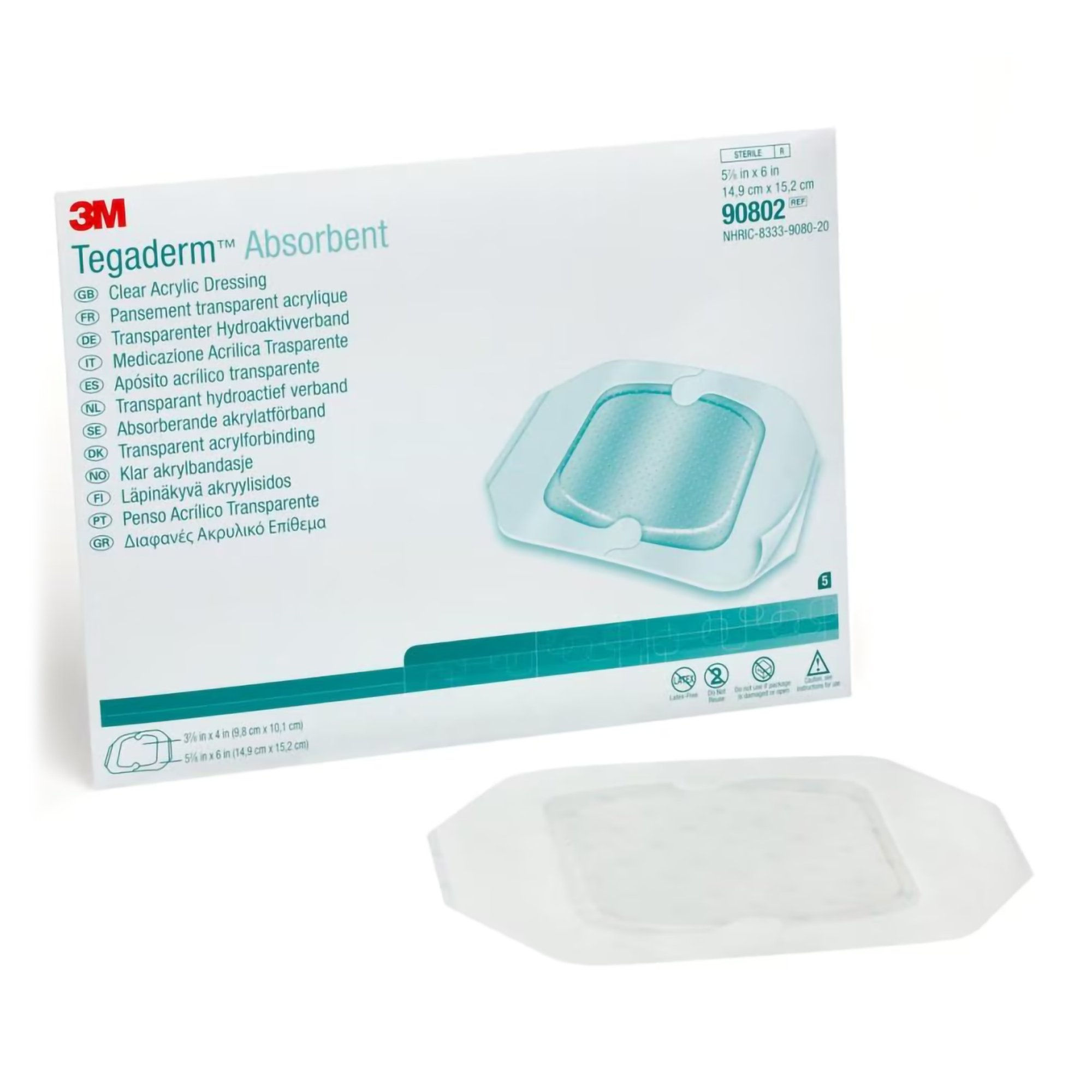 3M™ Tegaderm™ Absorbent Acrylic Transparent Film Dressing, 5-7/8 x 6 Inch