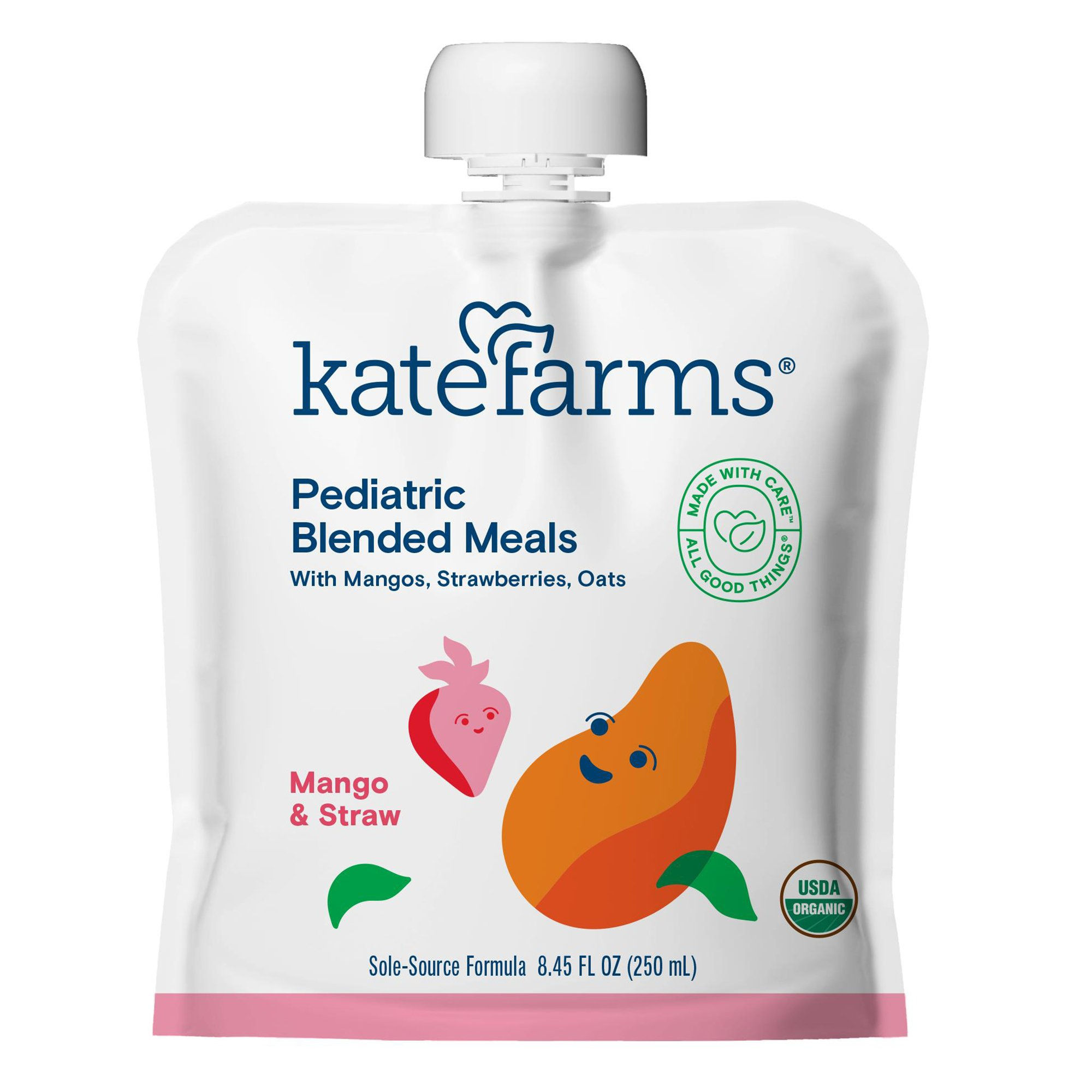 Kate Farms® Pediatric Blended Meals with Mango and Strawberry, 8.45-ounce pouch