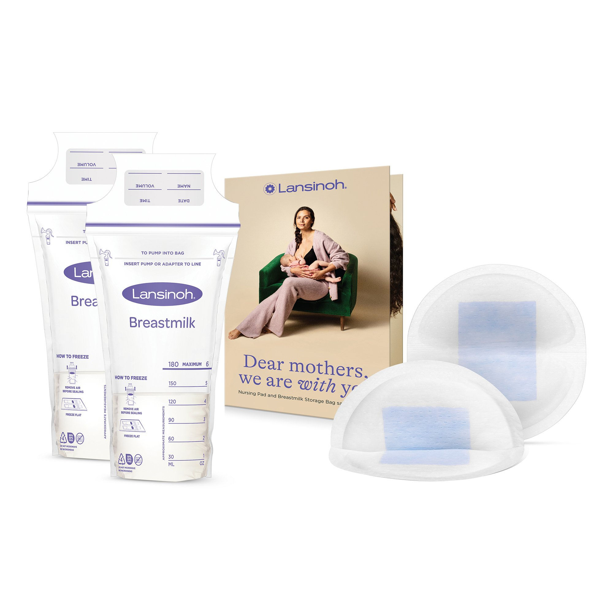 Lansinoh® Nursing Bundle – 2 Stay Dry Nursing Pads & 2 Breast Milk Storage Bags
