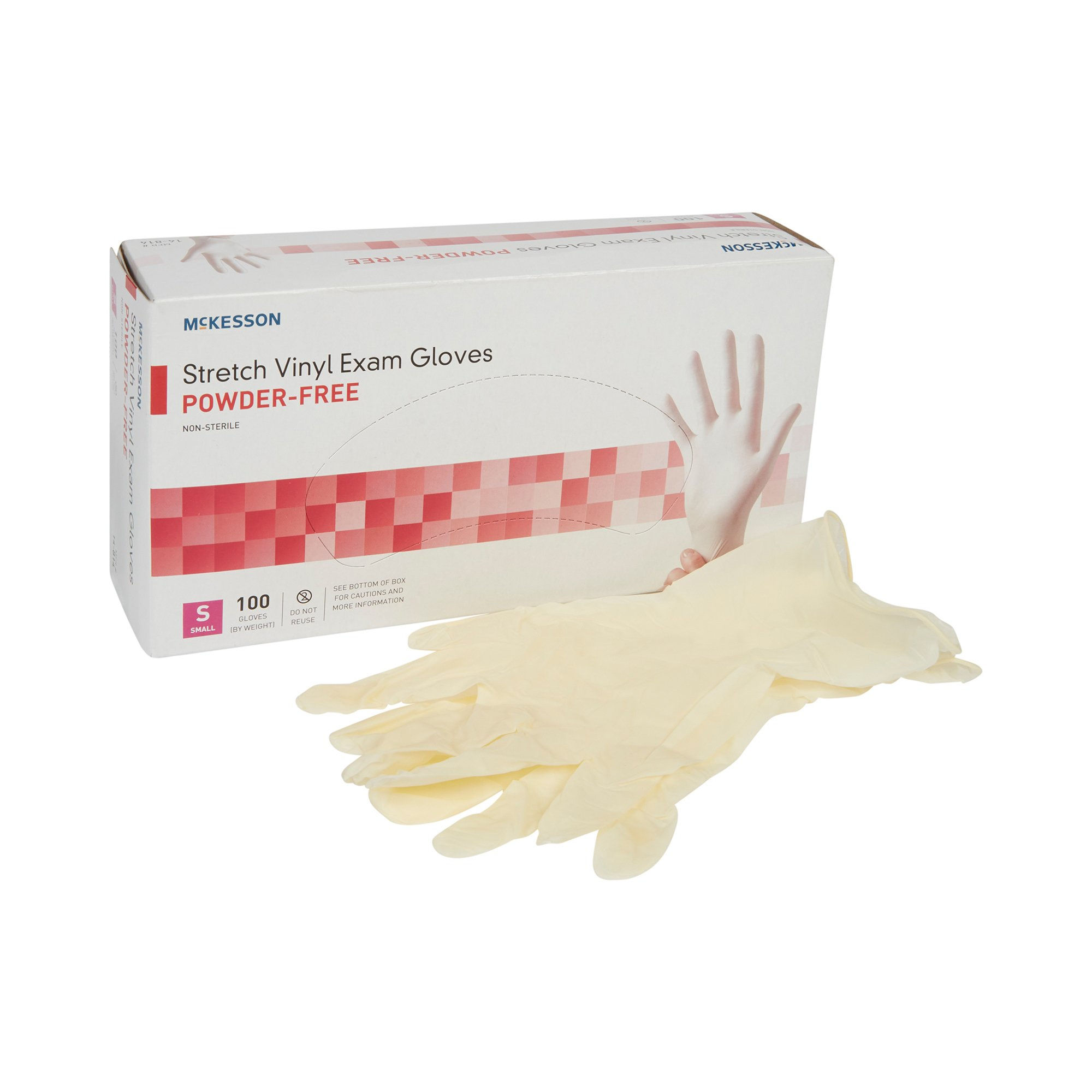 McKesson Stretch Vinyl Exam Glove, Small, Ivory