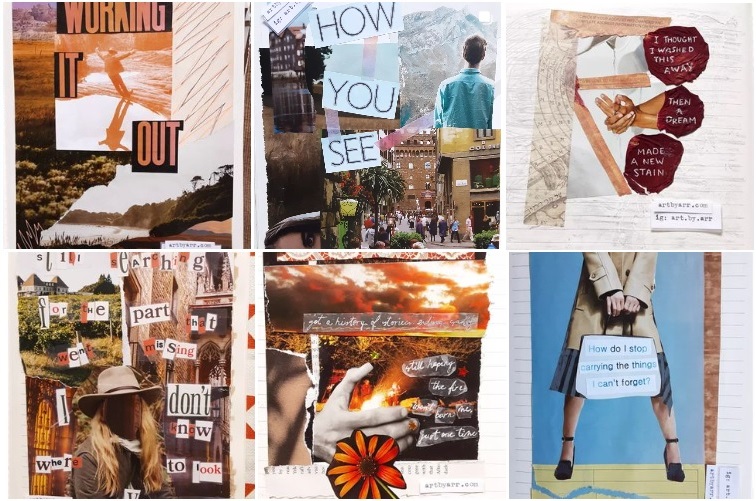 Grid of Collage Examples I made in 2023 - ArtByArr