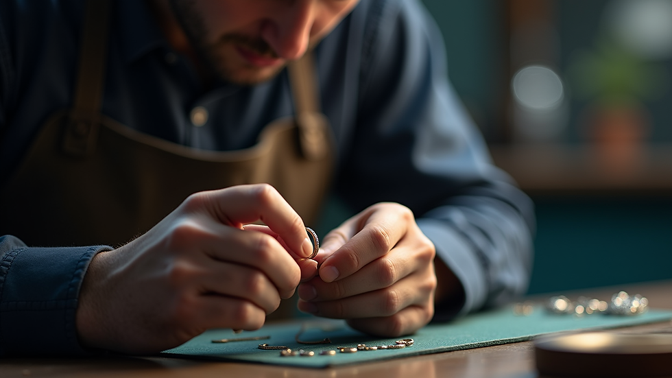 Close-up view of a jeweler crafting a custom ring