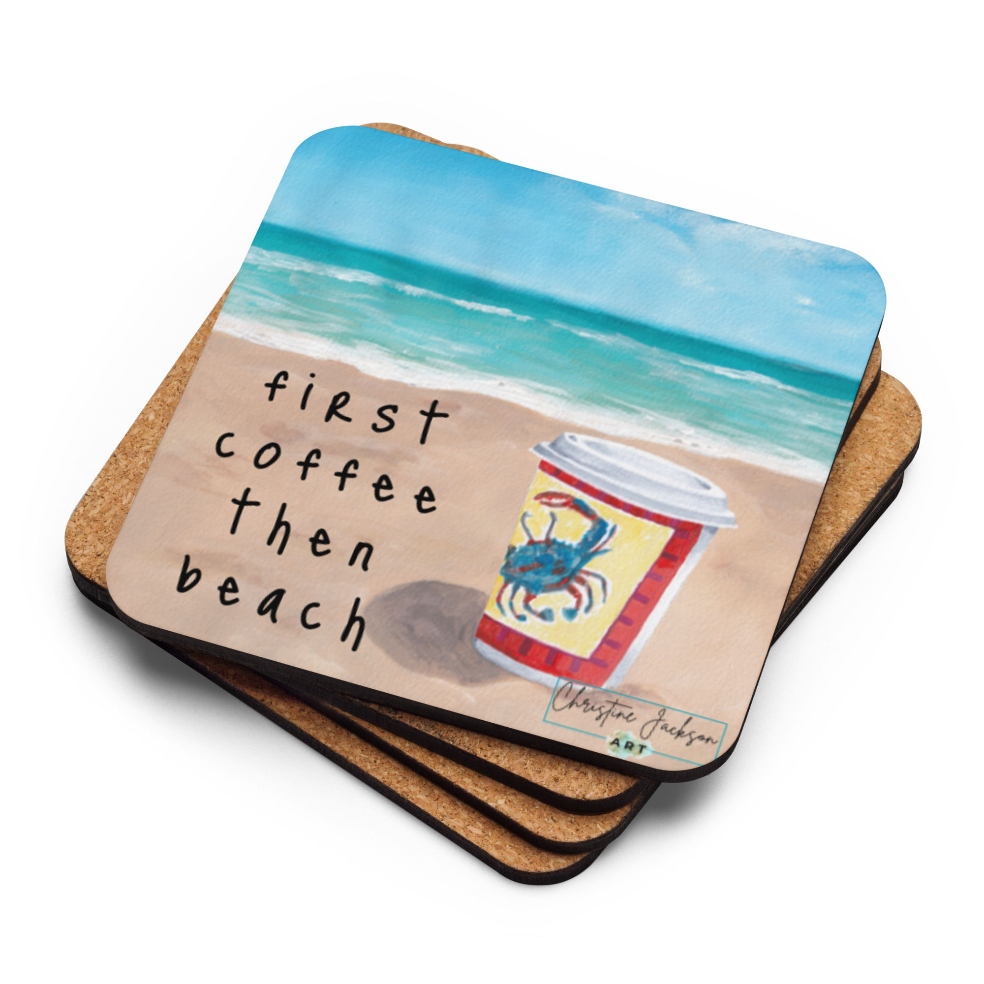 First Coffee then Beach Coaster
