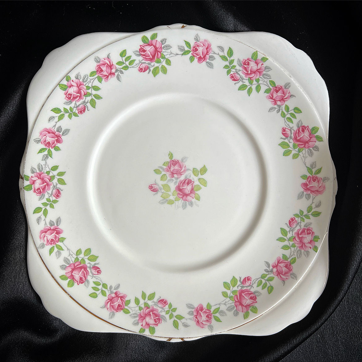 Shabby Chic Pink Rose Bone China Plate