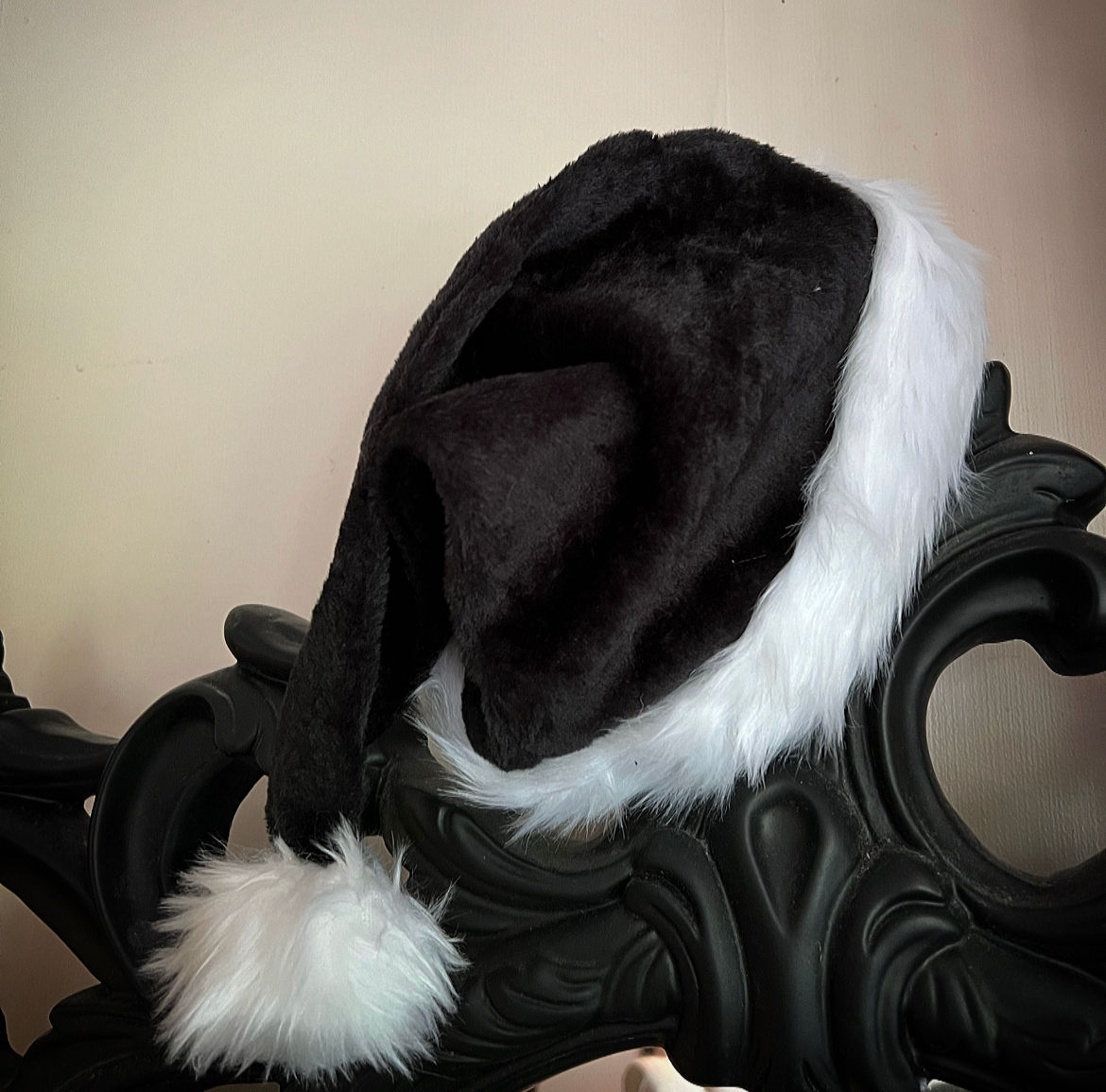 Black Gothic Santa Hat ~ New