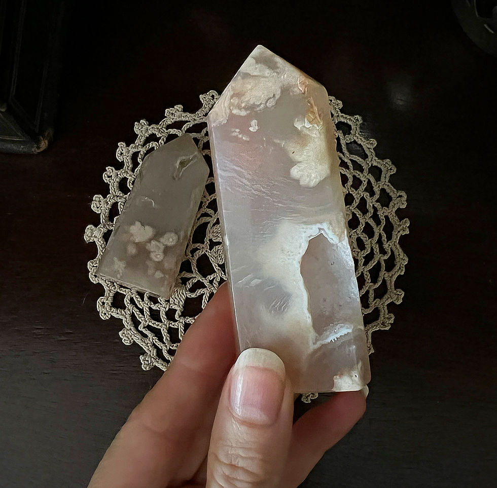 Thumbnail: Peachy Flower Agate Druzy Tower 