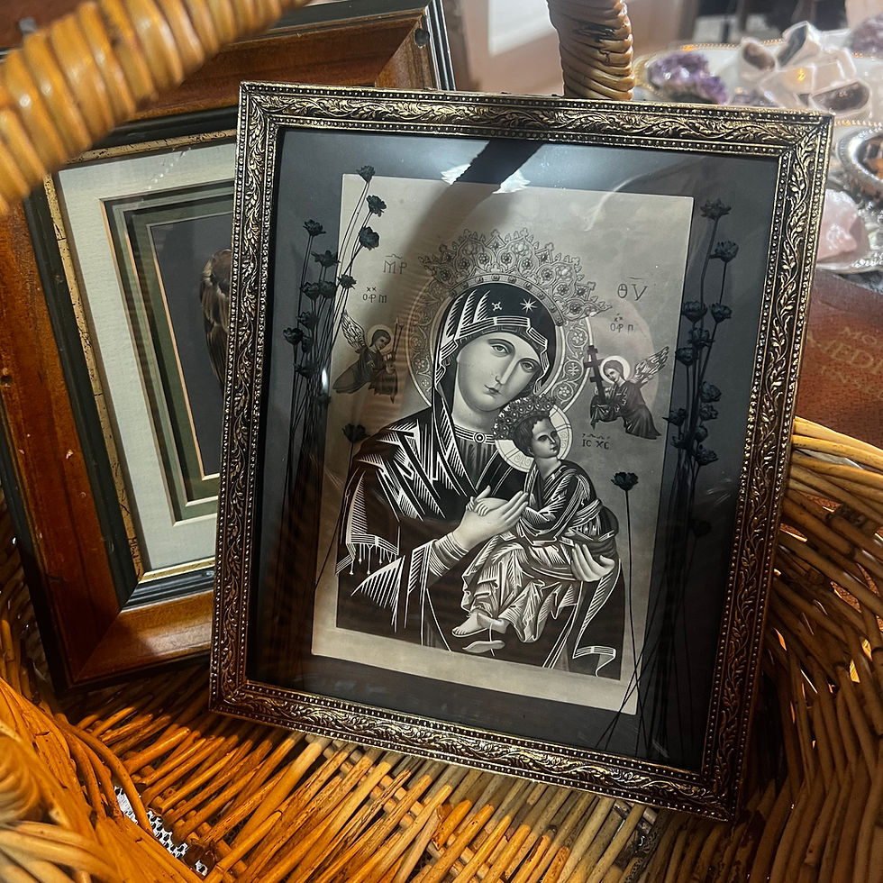 Thumbnail: Religious Print in Vintage Convex Frame