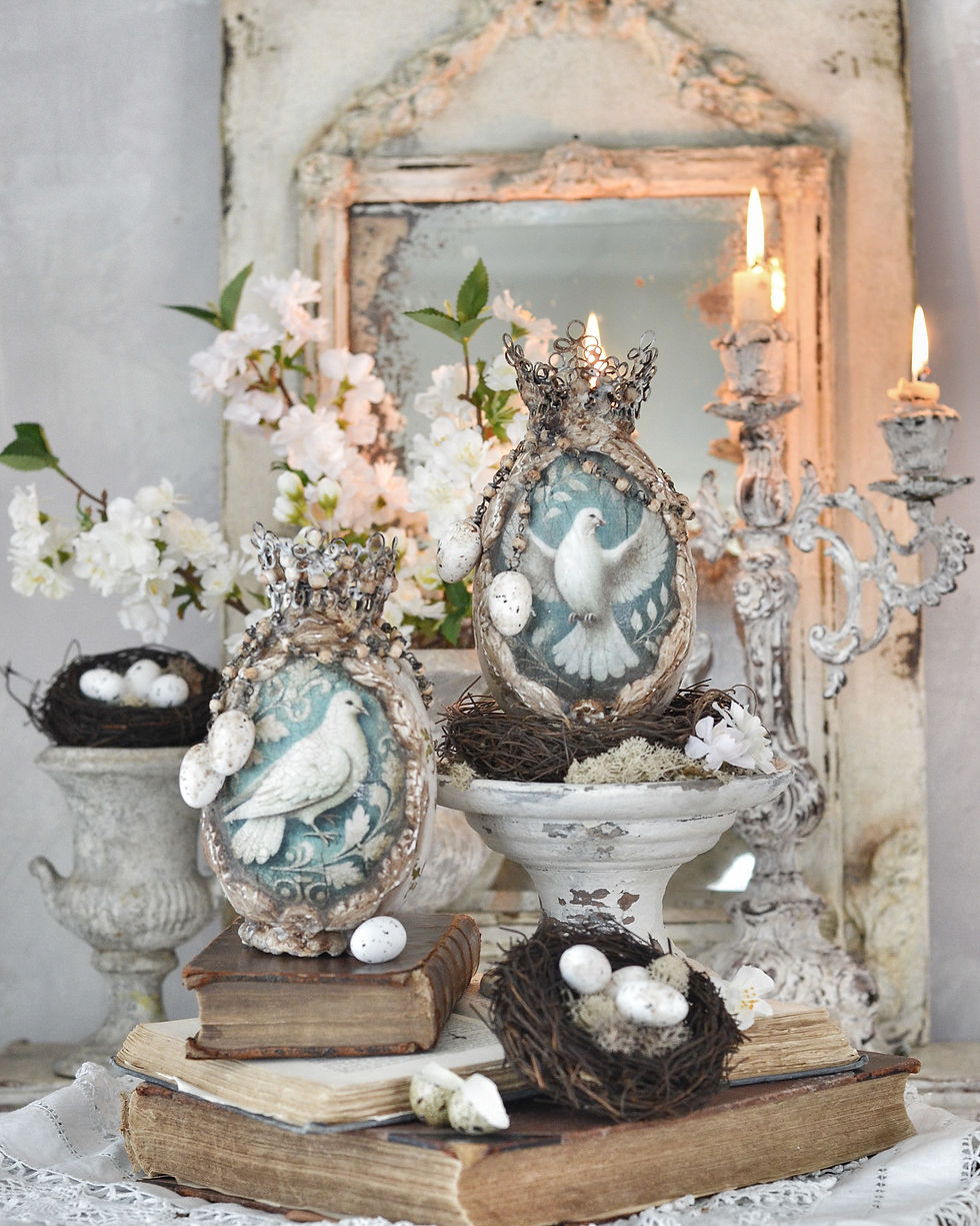 Thumbnail: Vintage Decorative Egg with Dove and Crown