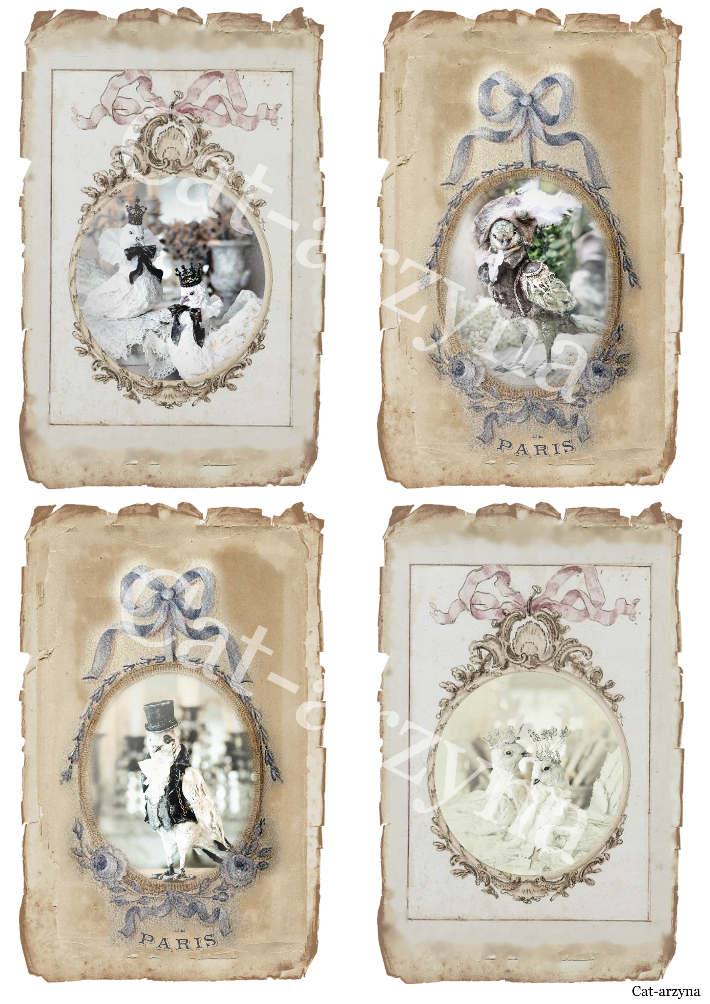 4 Birds Set of Pictures