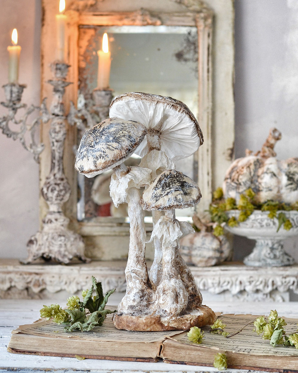 Thumbnail: Whimsical Toile de Jouy Mushrooms ( set of 3 &1)