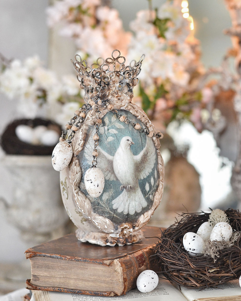 Thumbnail: Vintage Decorative Egg with Dove and Crown