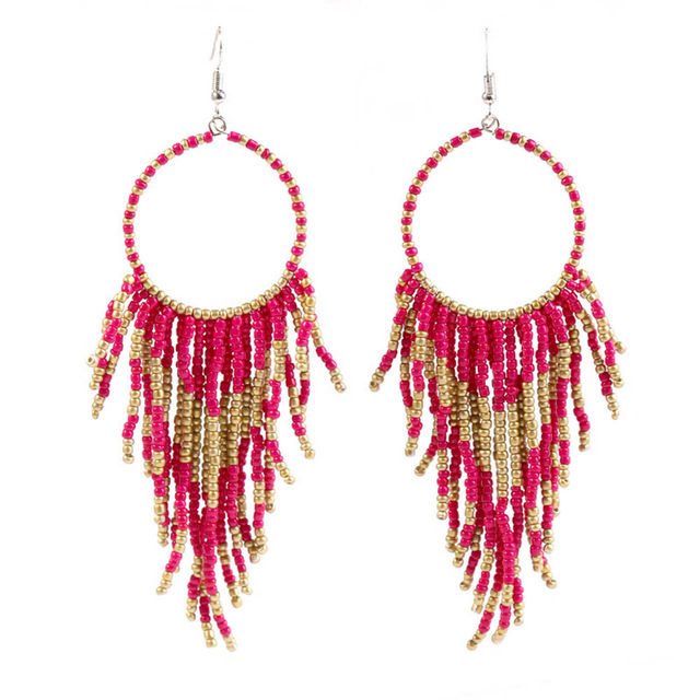 Thumbnail: Beaded Hoop Earrings