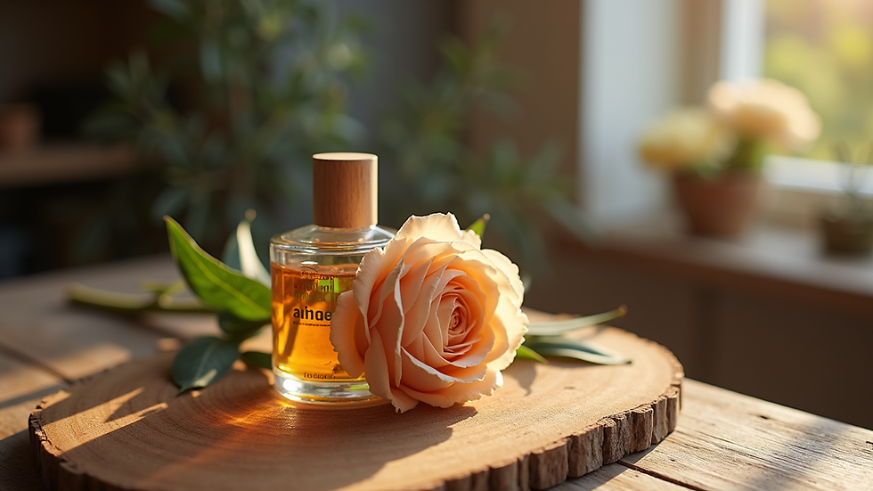 Vue rapprochée d'une bougie artisanale parfumée posée sur une table en bois