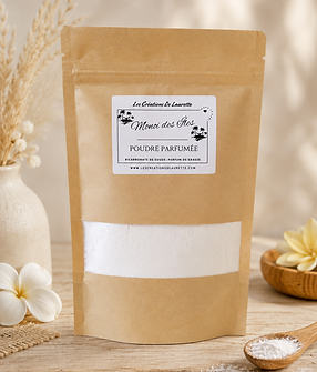 Sachet de poudre parfumée Muse et Art dans un décor zen