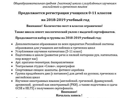 Частная русская школа MORFOSIS