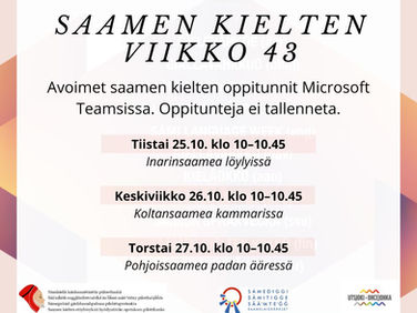 Inarinsaamea löylyissä, koltansaamea kammarissa ja pohjoissaamea padan ääressä – avoimet oppitunnit