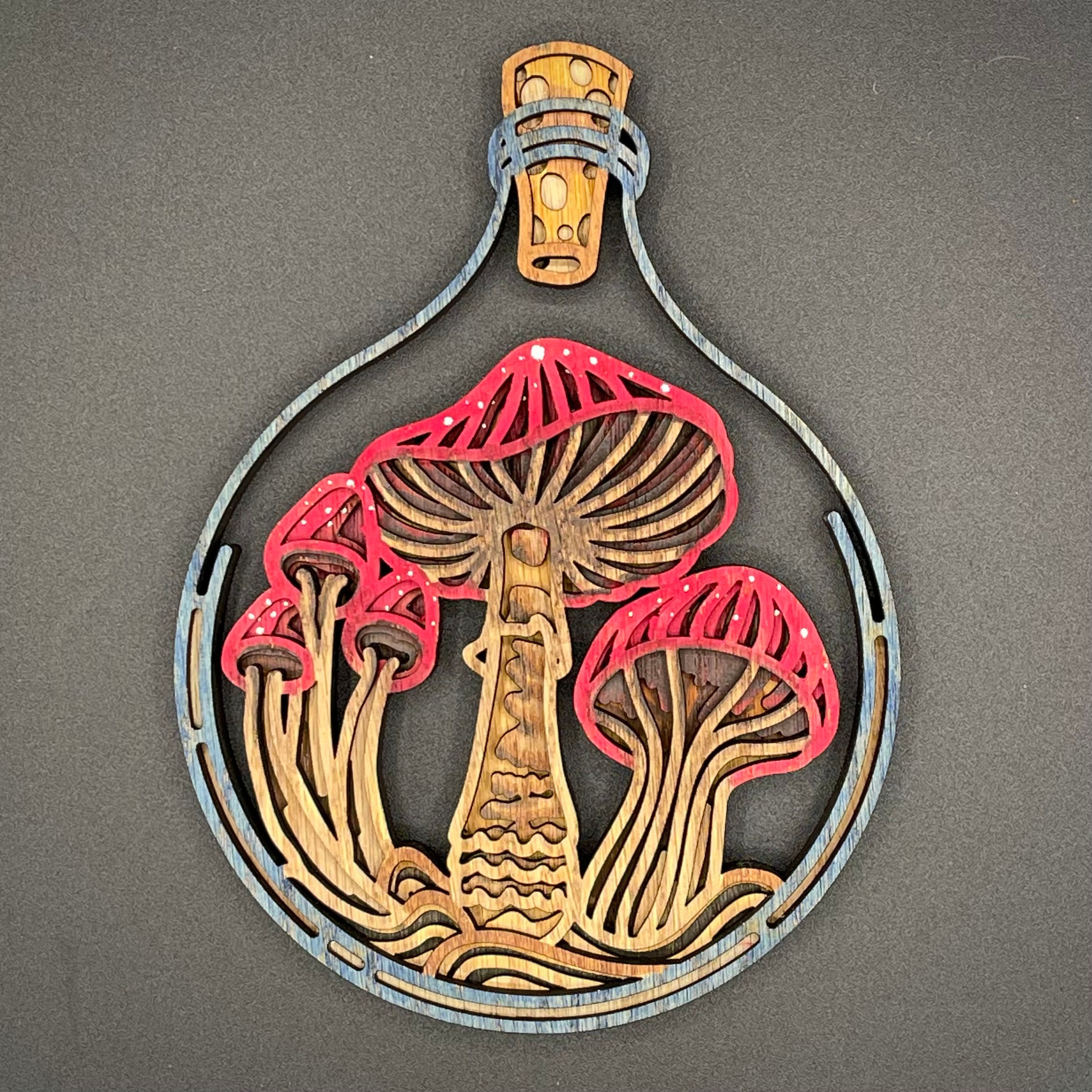 Layered Mushrooms in Glass Jar