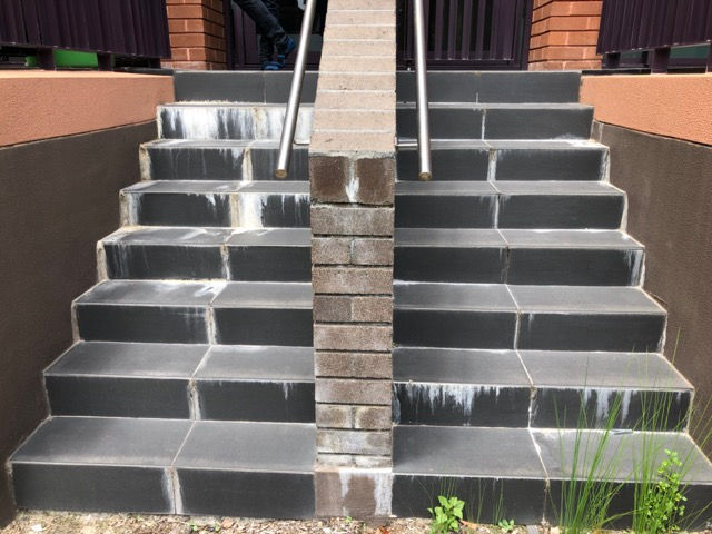 Leachate through tiling on terrace and stairs