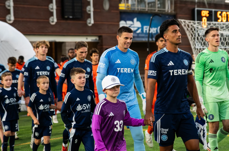 Chattanooga FC players enter the field ahead of their final game of 2025 against Huntsville City on October 19. Photo credit - Madison Blandford, Chattanooga FC Communications - Philip Farrell.png