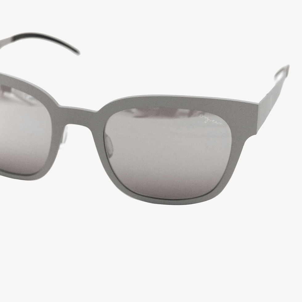 Thumbnail: Grey square sunglasses with mirrored lenses