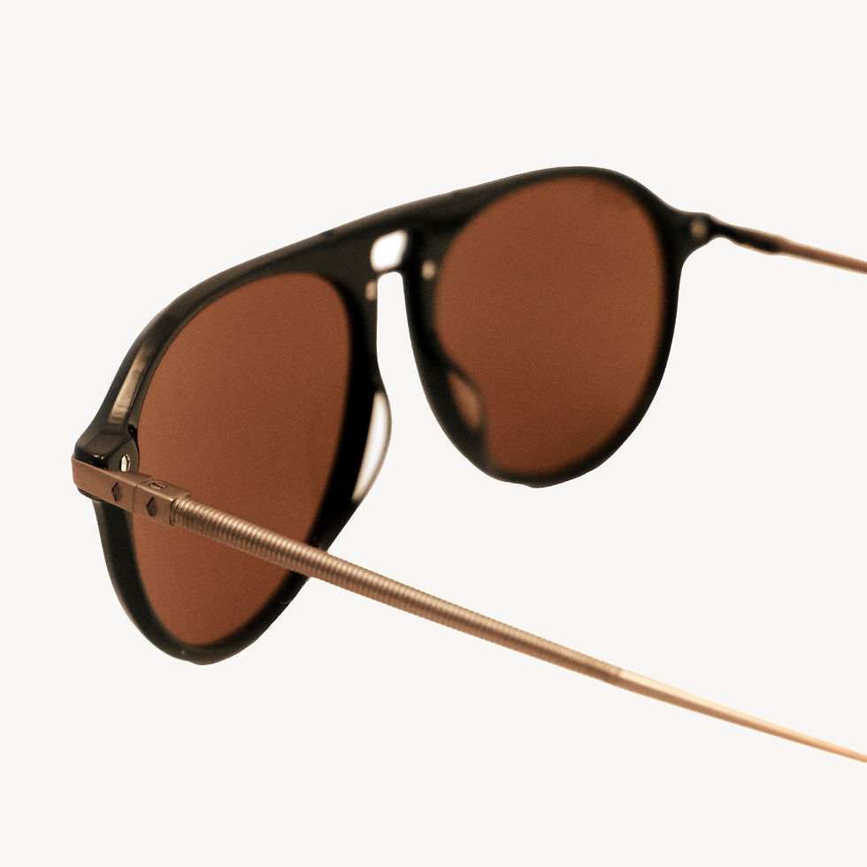 Thumbnail: Brown aviator sunglasses with gold accents