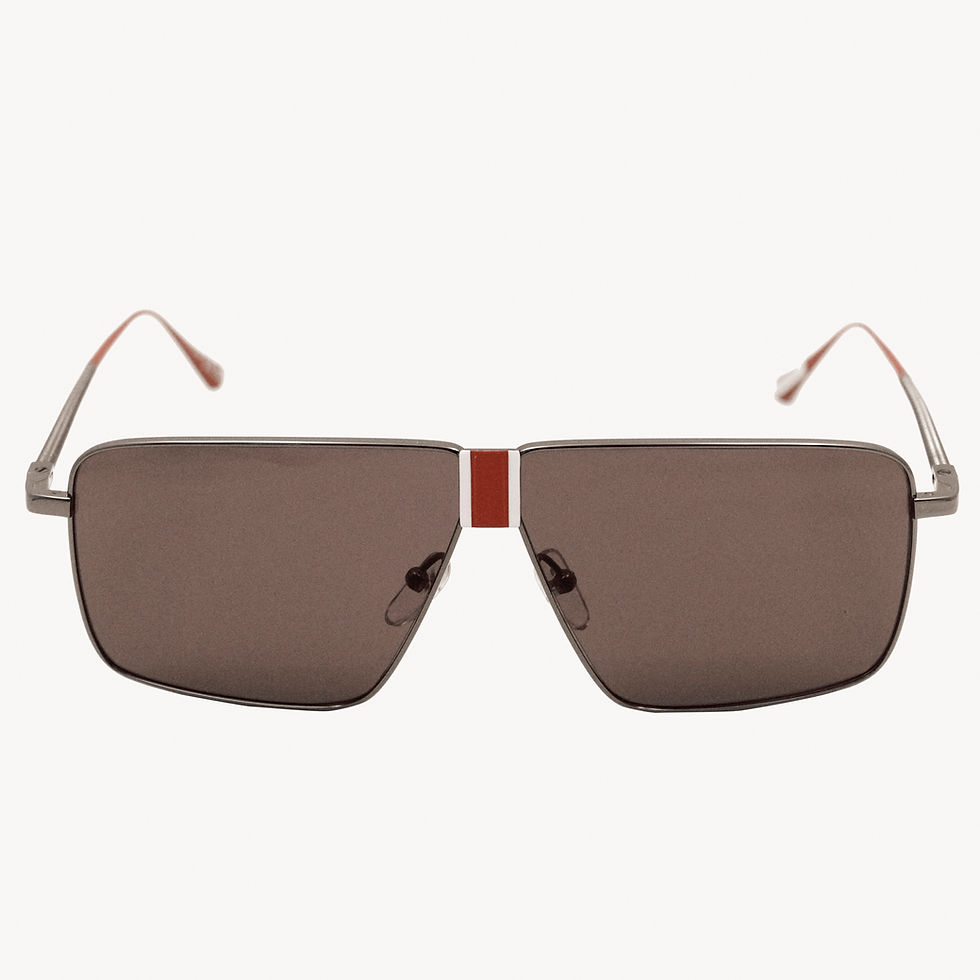 Silver and red square sunglasses
