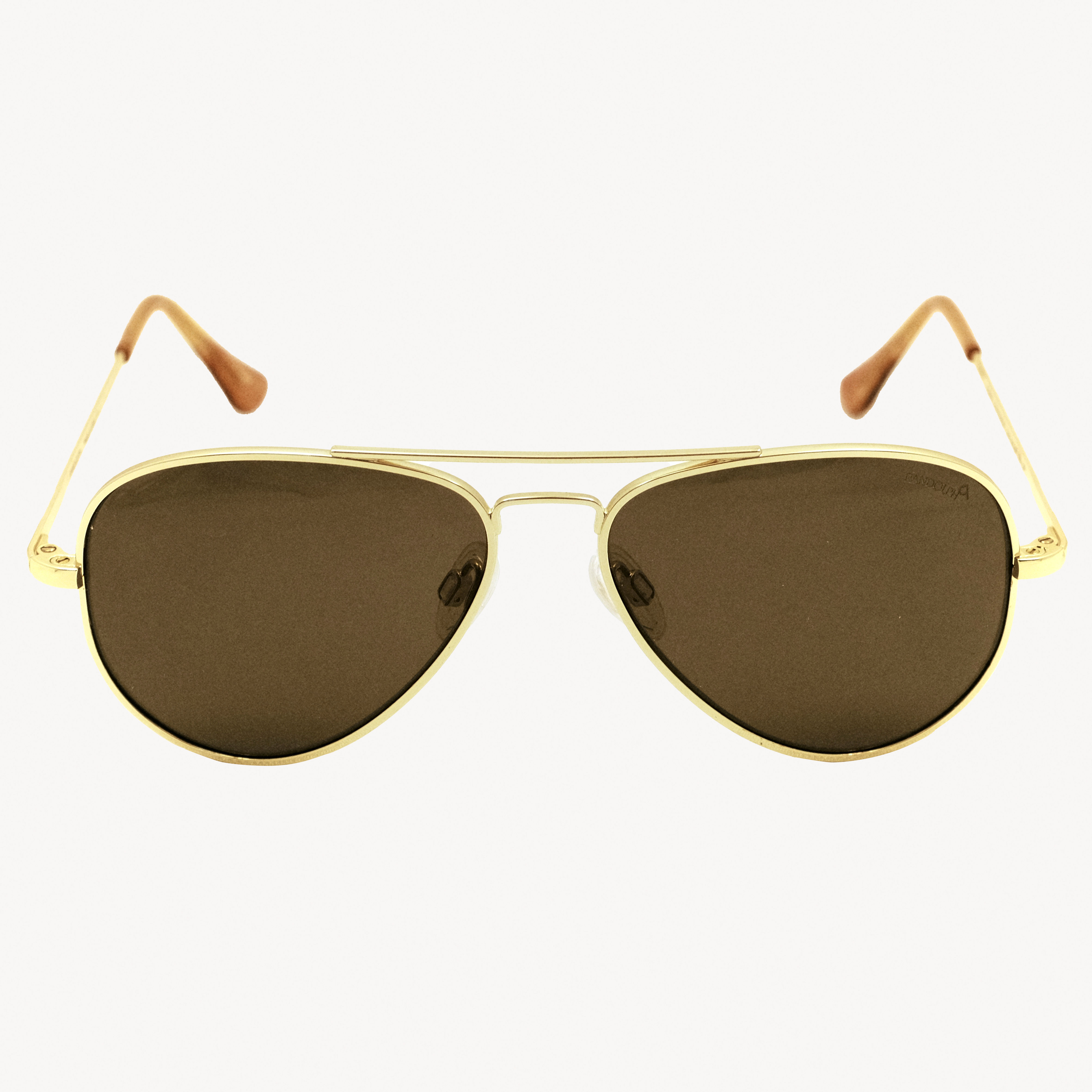 Brown aviator sunglasses with gold frame