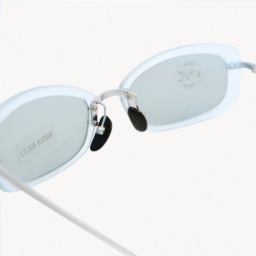 Thumbnail: Light blue oval sunglasses, close-up view