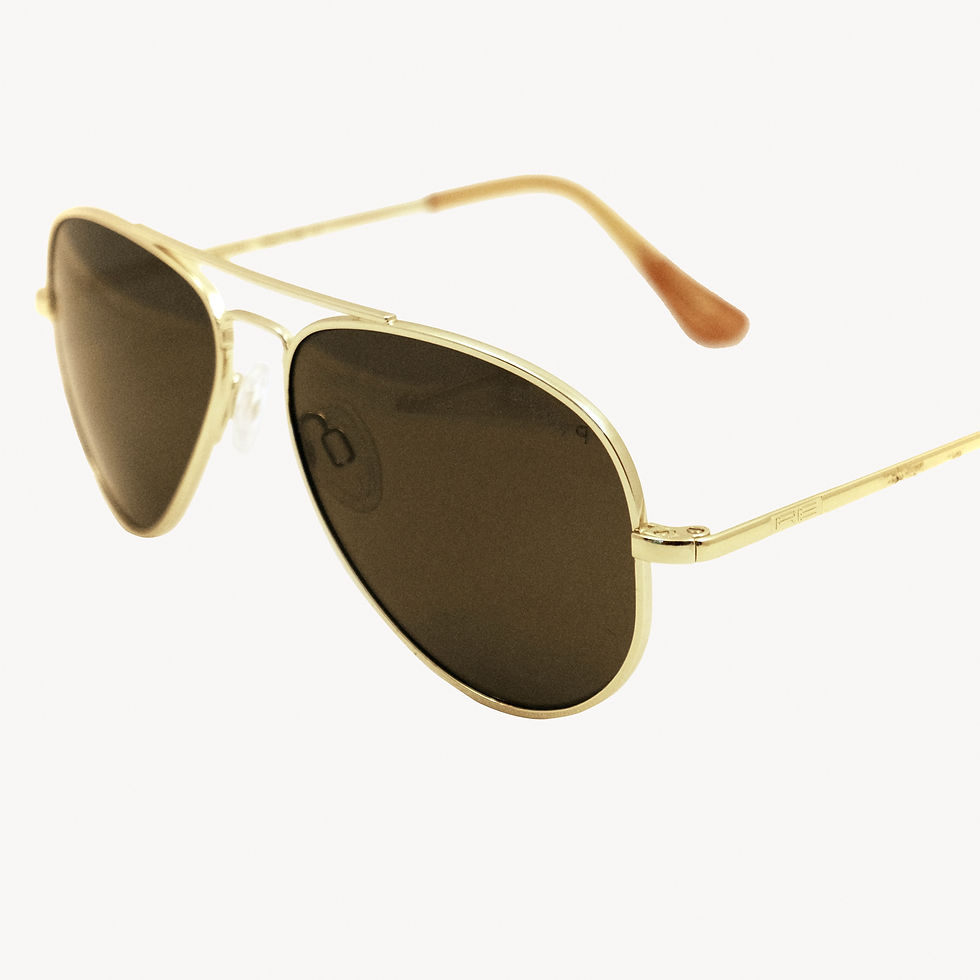 Brown aviator sunglasses, gold frame