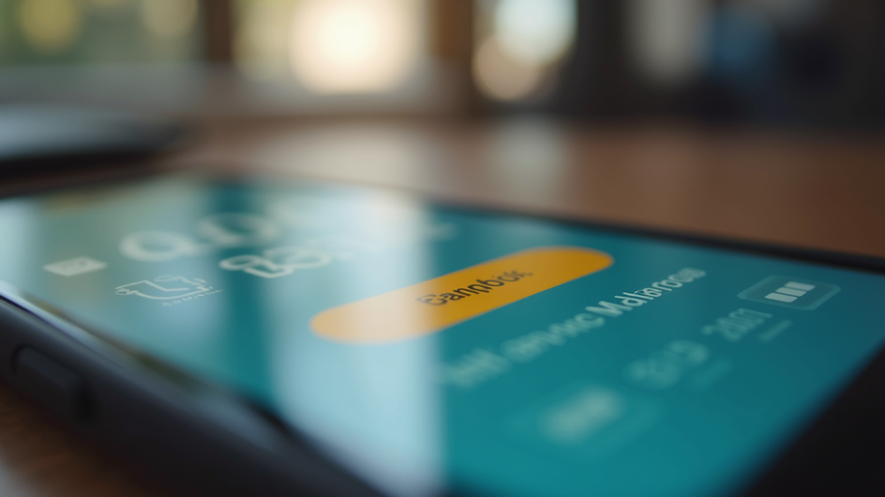 Close-up view of a smartphone displaying a banking app interface