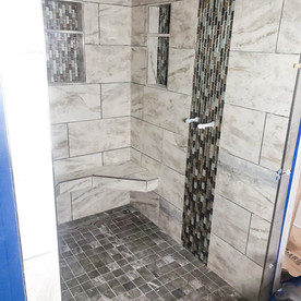 White tile shower