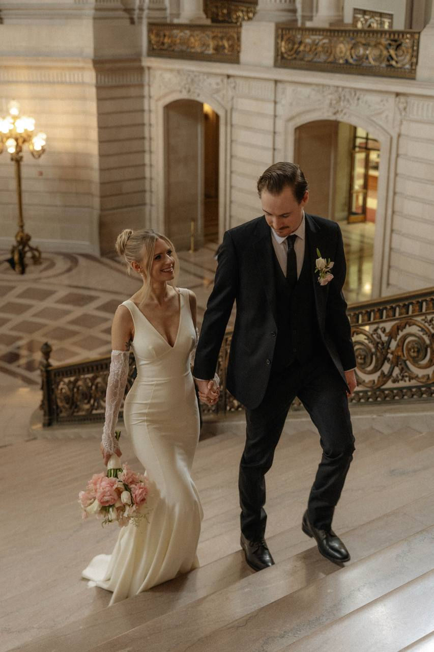 San Francisco City Hall Wedding Staircase — Bridal Makeup and Hair
