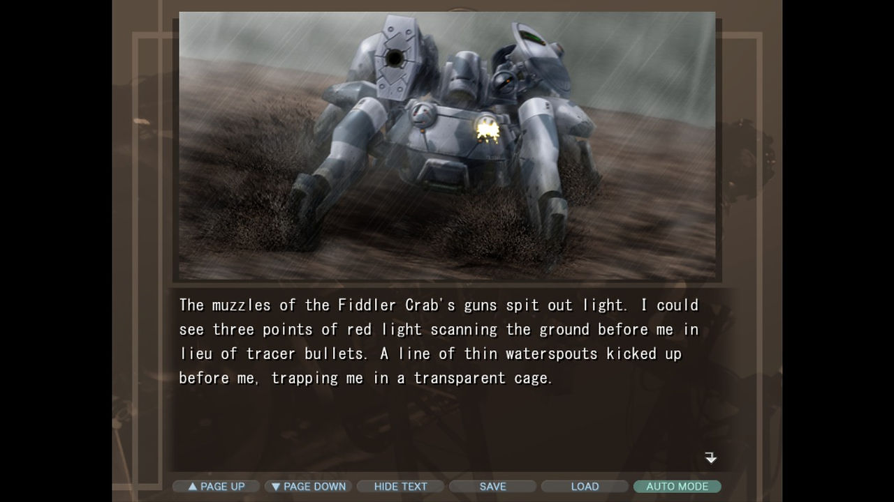 Protagonist fighting enemy.