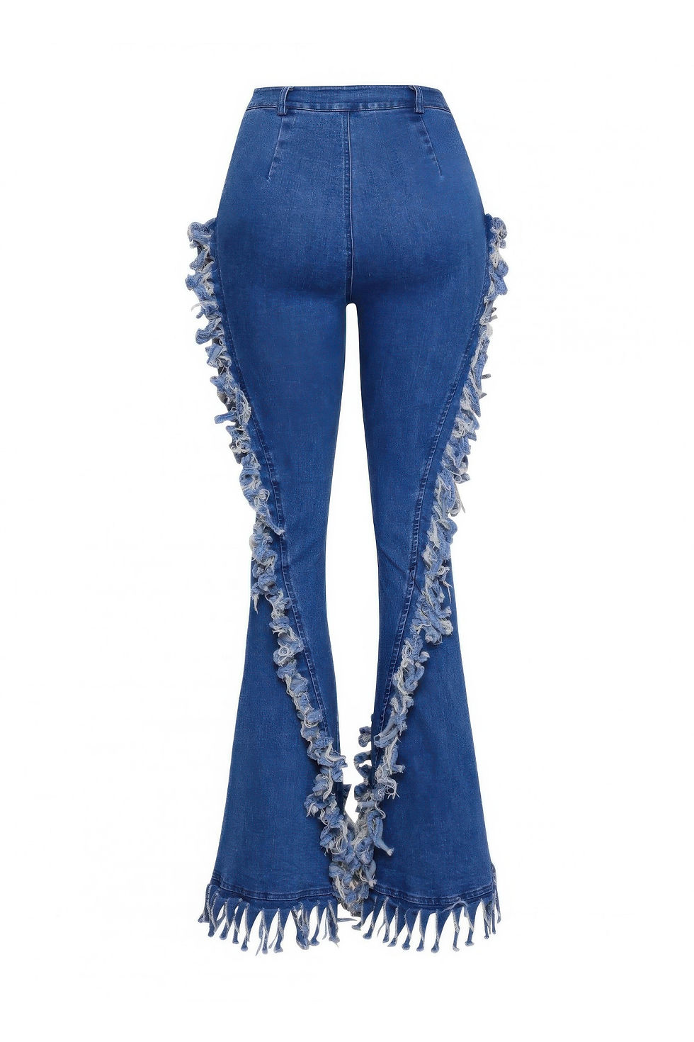 Thumbnail: Distressed Fringe Denim Flared Pant