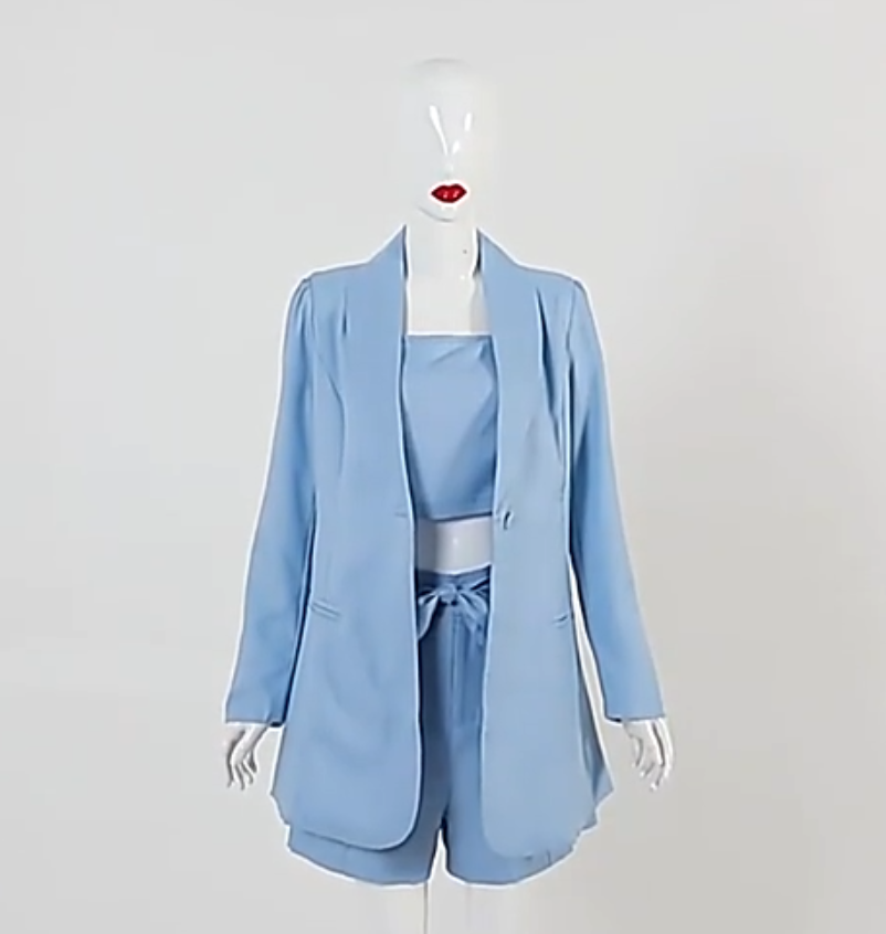 Thumbnail: 3 Pieces Tank Top High Waist Shorts Suit  Set