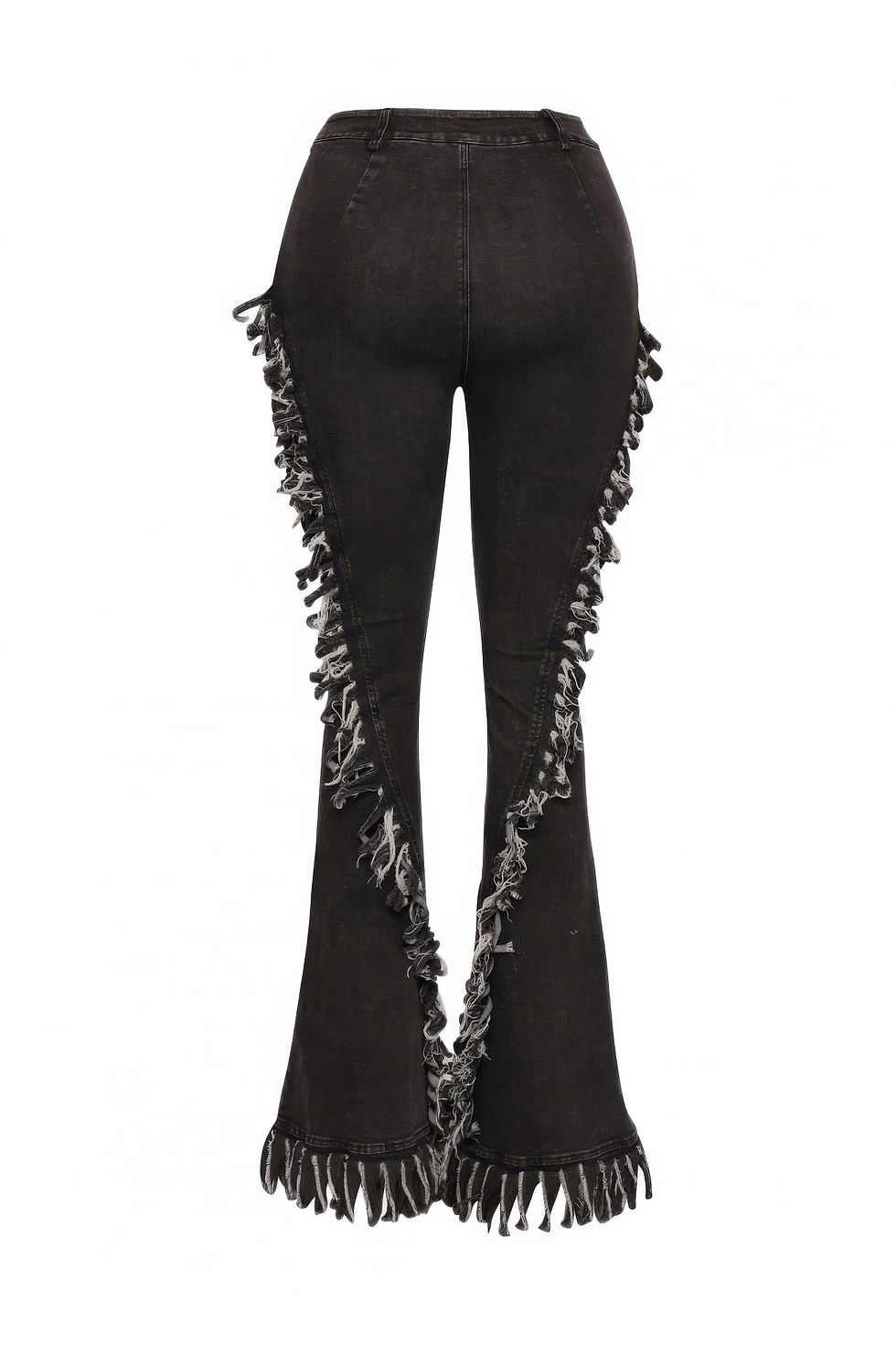 Thumbnail: Distressed Fringe Denim Flared Pant