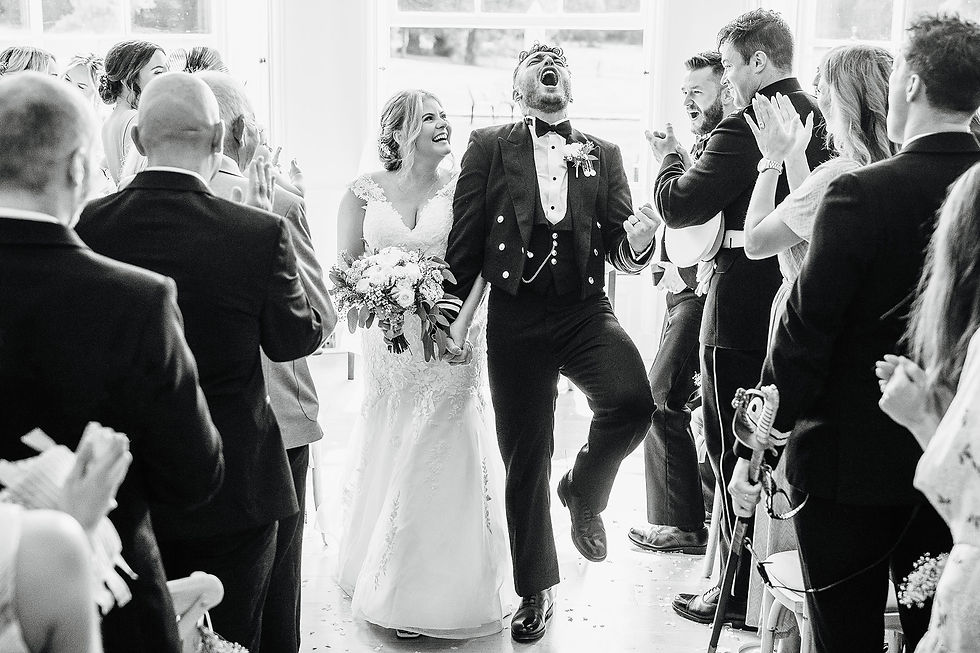 Bride and groom at Rockbeare Manor, Devon