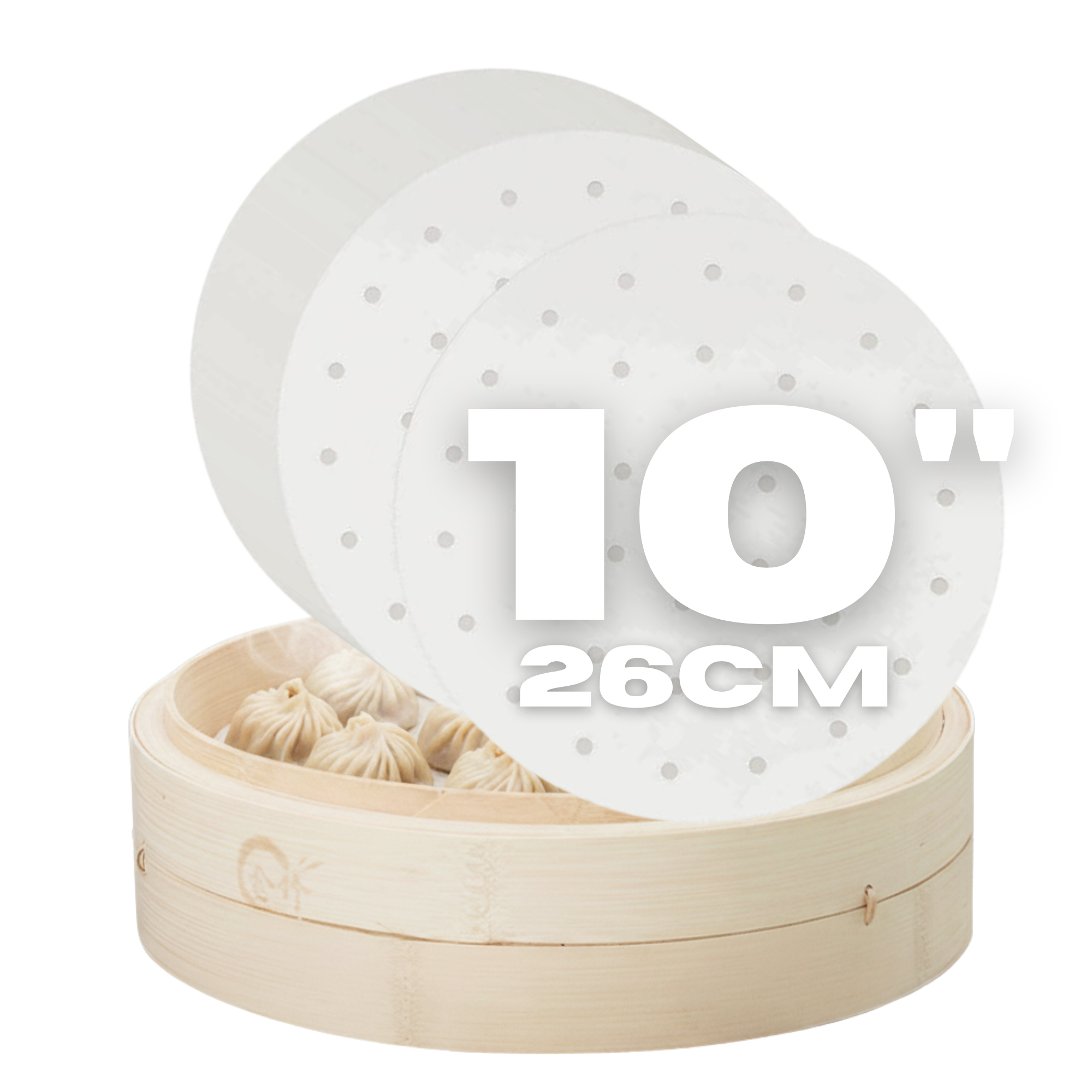 26cm笼屉纸 (400片/袋×32袋/箱) / 26cm Bamboo Steamer Paper (400 pcs/bag × 32 bags/box)